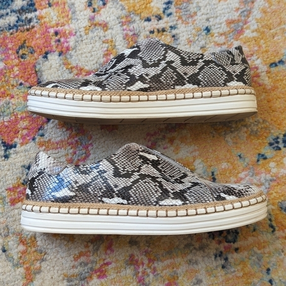 J/Slides Karla Snake Printed Leather Jute Trim Split Front Slip On Sneakers 8 - Picture 8 of 16